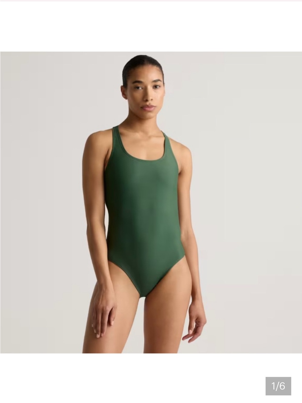 NWT QUINCE Italian Cross-Back One-Piece Swimsuit Palm Green